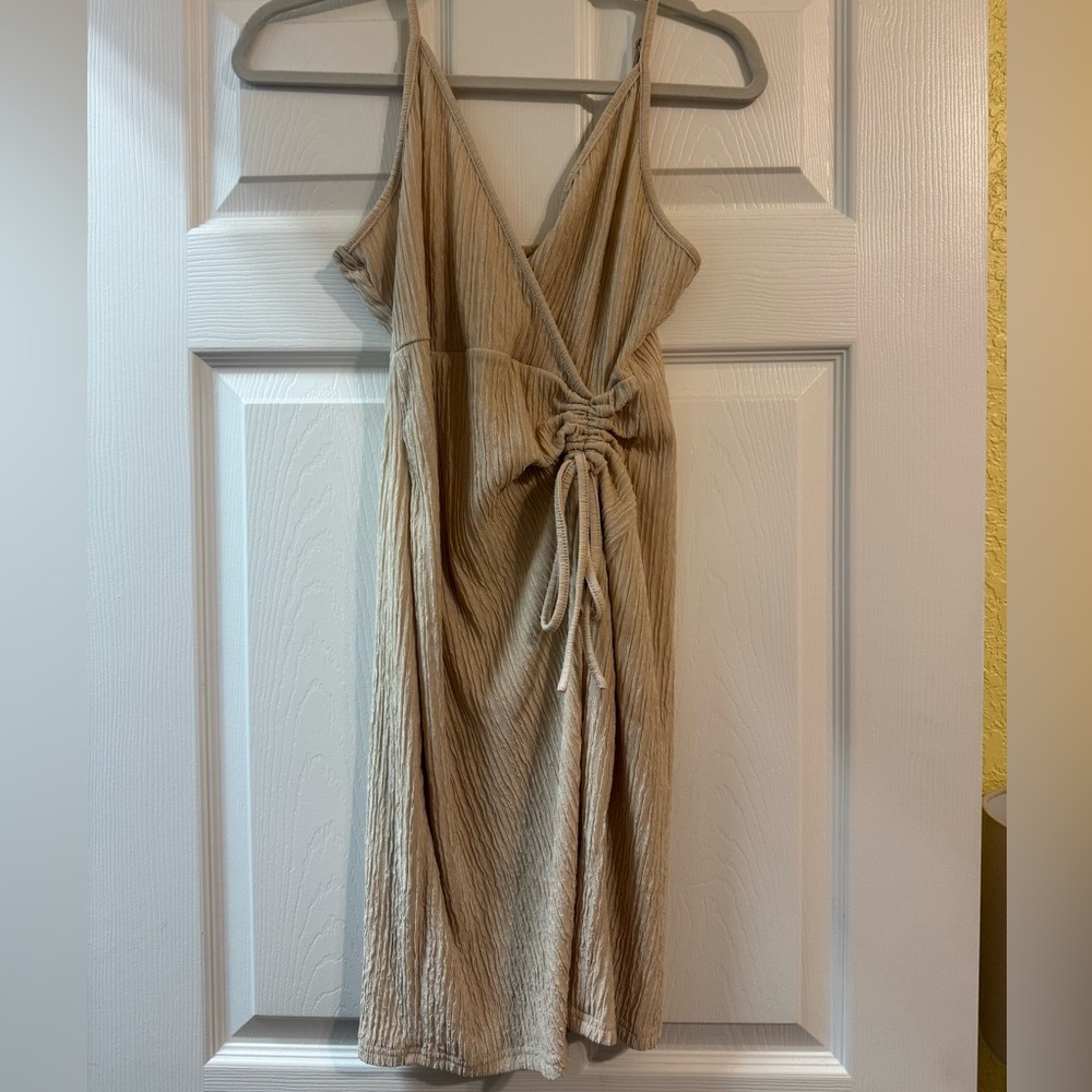 SHEIN Beige Ruched Mini Dress